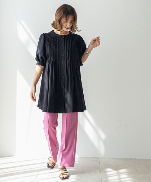 rectangle(レクタングル)の「キャンブリックピンタックワンピース(シャツワンピース・レディース・ブラック/オフホワイト・MEDIUM/LARGE)」の12枚目の写真