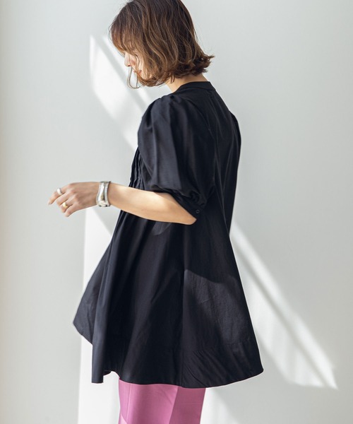 rectangle(レクタングル)の「キャンブリックピンタックワンピース(シャツワンピース・レディース・ブラック/オフホワイト・MEDIUM/LARGE)」の8枚目の写真