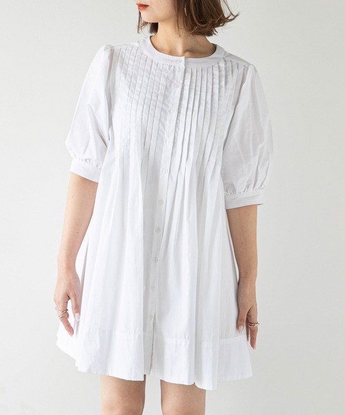 rectangle(レクタングル)の「キャンブリックピンタックワンピース(シャツワンピース・レディース・ブラック/オフホワイト・MEDIUM/LARGE)」の14枚目の写真