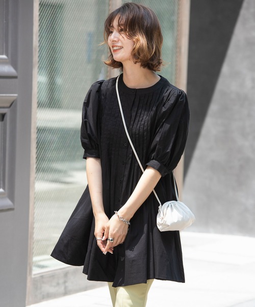 rectangle(レクタングル)の「キャンブリックピンタックワンピース(シャツワンピース・レディース・ブラック/オフホワイト・MEDIUM/LARGE)」の19枚目の写真