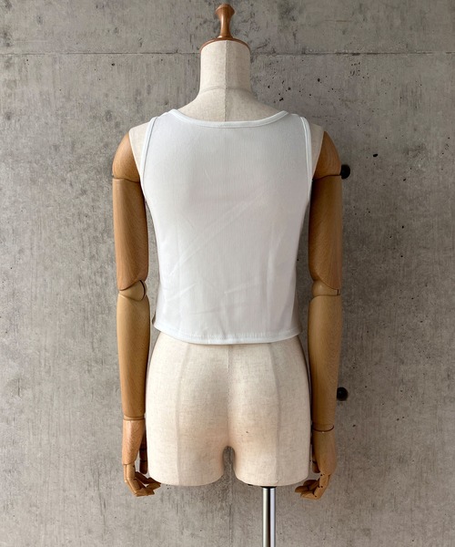 meJane（ミージェーン）の「ヘンリ―ネックショート丈カットソー（タンクトップ・レディース・ブラック/グレー/ホワイト・FREE）」の6枚目の写真