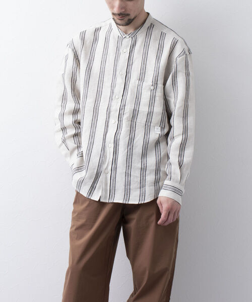 NOLLEY'S goodman（ノーリーズグッドマン）の「【WORK ABOUT/ワークアバウト】ORIENTAL SHIRT バンドカラー リネンシャツ（シャツ/ブラウス・メンズ・ホワイト系その他/その他/ブラック系その他・M/L/S）」の10枚目の写真