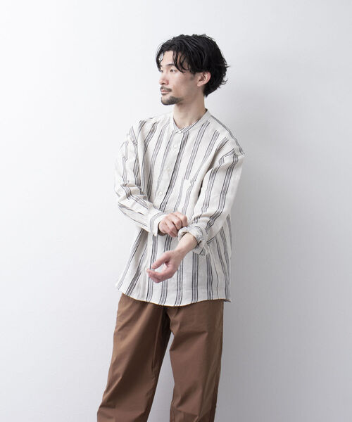NOLLEY'S goodman（ノーリーズグッドマン）の「【WORK ABOUT/ワークアバウト】ORIENTAL SHIRT バンドカラー リネンシャツ（シャツ/ブラウス・メンズ・ホワイト系その他/その他/ブラック系その他・M/L/S）」の15枚目の写真