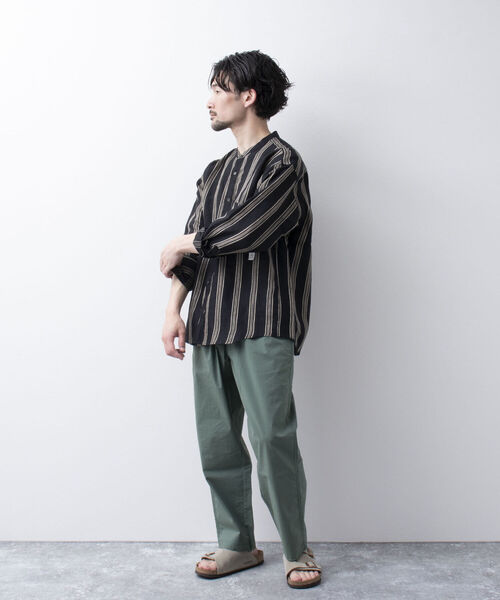 NOLLEY'S goodman（ノーリーズグッドマン）の「【WORK ABOUT/ワークアバウト】ORIENTAL SHIRT バンドカラー リネンシャツ（シャツ/ブラウス・メンズ・ホワイト系その他/その他/ブラック系その他・M/L/S）」の4枚目の写真
