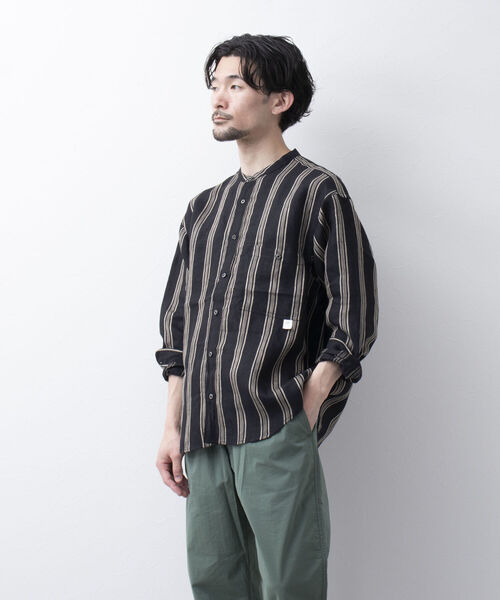 NOLLEY'S goodman（ノーリーズグッドマン）の「【WORK ABOUT/ワークアバウト】ORIENTAL SHIRT バンドカラー リネンシャツ（シャツ/ブラウス・メンズ・ホワイト系その他/その他/ブラック系その他・M/L/S）」の8枚目の写真