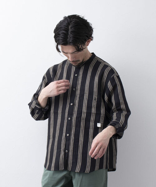 NOLLEY'S goodman（ノーリーズグッドマン）の「【WORK ABOUT/ワークアバウト】ORIENTAL SHIRT バンドカラー リネンシャツ（シャツ/ブラウス・メンズ・ホワイト系その他/その他/ブラック系その他・M/L/S）」の14枚目の写真