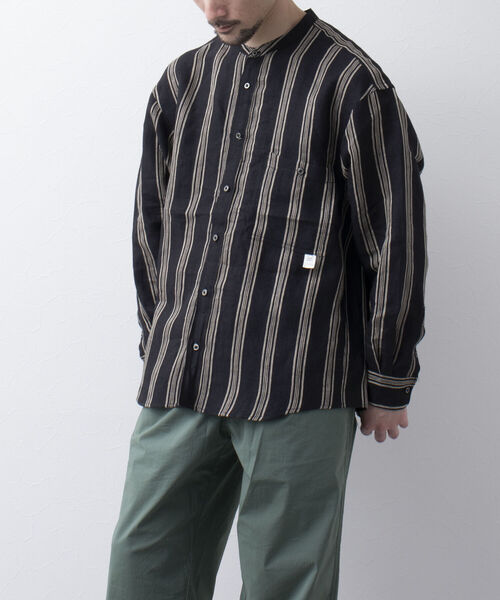 NOLLEY'S goodman（ノーリーズグッドマン）の「【WORK ABOUT/ワークアバウト】ORIENTAL SHIRT バンドカラー リネンシャツ（シャツ/ブラウス・メンズ・ホワイト系その他/その他/ブラック系その他・M/L/S）」の11枚目の写真