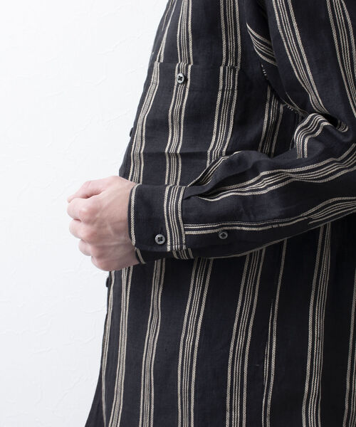 NOLLEY'S goodman（ノーリーズグッドマン）の「【WORK ABOUT/ワークアバウト】ORIENTAL SHIRT バンドカラー リネンシャツ（シャツ/ブラウス・メンズ・ホワイト系その他/その他/ブラック系その他・M/L/S）」の7枚目の写真