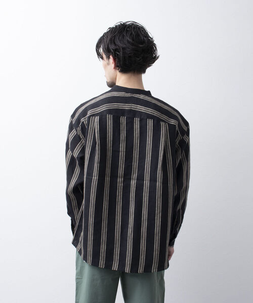 NOLLEY'S goodman（ノーリーズグッドマン）の「【WORK ABOUT/ワークアバウト】ORIENTAL SHIRT バンドカラー リネンシャツ（シャツ/ブラウス・メンズ・ホワイト系その他/その他/ブラック系その他・M/L/S）」の5枚目の写真