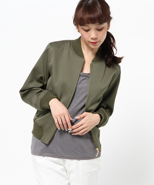 martinique(マルティニーク)の「【Marisol5月号掲載】martinique/二重織リブブルゾン(ブルゾン・レディース・ブラック/カーキ・FREE)」の2枚目の写真