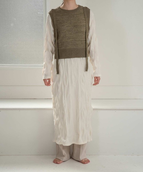 lawgy（ラウジー）の「tape design knit vest（ベスト・レディース・グリーン/オレンジ系/ブラック・FREE）」の14枚目の写真