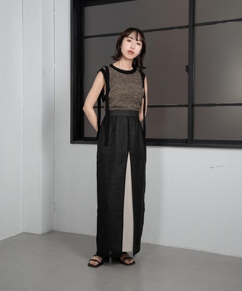 lawgy（ラウジー）の「tape design knit vest（ベスト・レディース・グリーン/オレンジ系/ブラック・FREE）」の15枚目の写真