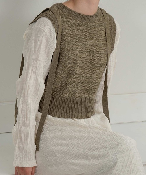 lawgy（ラウジー）の「tape design knit vest（ベスト・レディース・グリーン/オレンジ系/ブラック・FREE）」の18枚目の写真