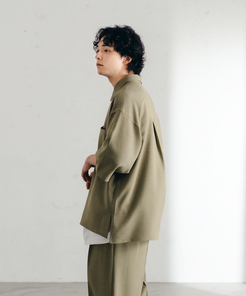 epnok(エプノック)の「サイドスリットベーシックルーズシャツ(SET UP/UNISEX)(シャツ/ブラウス・レディース・ブラック/カーキ/ブルーグレー/ライトベージュ・SMALL/MEDIUM/LARGE)」の14枚目の写真