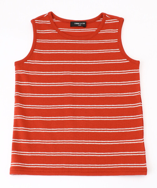 COMME CA ISM(コムサイズム)の「ボーダー ノースリーブTシャツ(タンクトップ・キッズ・ホワイト/ブラウン/レッド/ネイビー・110cm/100cm/120cm/130cm)」の4枚目の写真