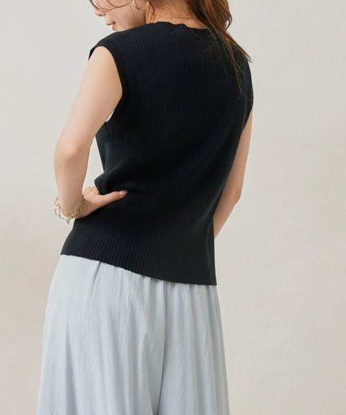 Chez toi（シェトワ）の「イレギュラーピッチコンパクトフレンチスリーブプルオーバー（ニット/セーター・レディース・ブラック/オフホワイト/オレンジ/グリーン・FREE）」の15枚目の写真