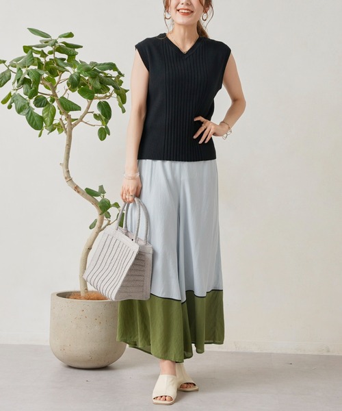 Chez toi（シェトワ）の「イレギュラーピッチコンパクトフレンチスリーブプルオーバー（ニット/セーター・レディース・ブラック/オフホワイト/オレンジ/グリーン・FREE）」の10枚目の写真