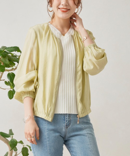 Chez toi（シェトワ）の「イレギュラーピッチコンパクトフレンチスリーブプルオーバー（ニット/セーター・レディース・ブラック/オフホワイト/オレンジ/グリーン・FREE）」の22枚目の写真