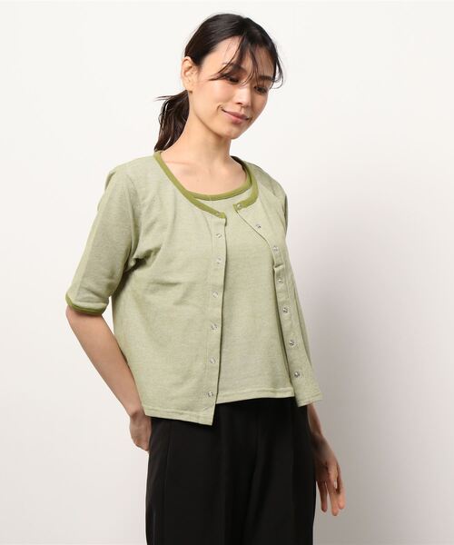 Te chichi TERRASSE（テチチテラス）の「アンサンブルカットカーディガン（カーディガン/ボレロ・レディース・グリーン/ブラック/ブルー・ﾌﾘ-）」の7枚目の写真