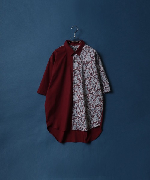 ANPAS(アンパス)の「MADE IN JAPAN Paisley Pattern Switching Design Big Silhouette Shirt/日本製 ペイズリー柄 切り替え ビッグシルエット シャツ(シャツ/ブラウス・メンズ・ブルー系その他/レッド系その他・M/L)」の2枚目の写真