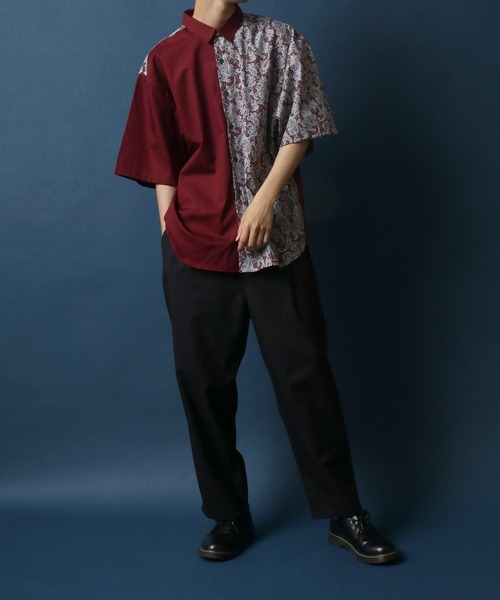 ANPAS(アンパス)の「MADE IN JAPAN Paisley Pattern Switching Design Big Silhouette Shirt/日本製 ペイズリー柄 切り替え ビッグシルエット シャツ(シャツ/ブラウス・メンズ・ブルー系その他/レッド系その他・M/L)」の6枚目の写真