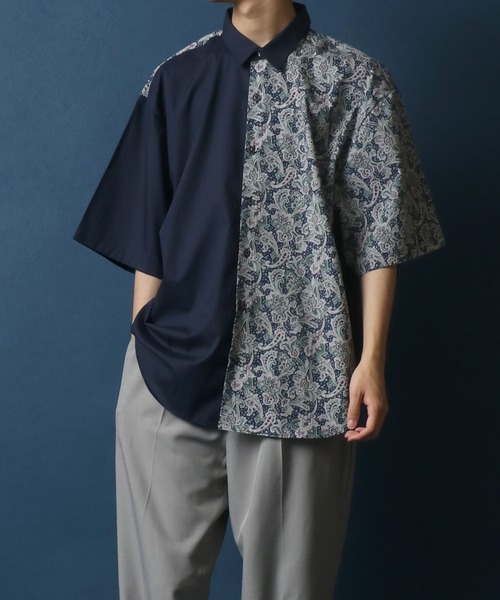 ANPAS(アンパス)の「MADE IN JAPAN Paisley Pattern Switching Design Big Silhouette Shirt/日本製 ペイズリー柄 切り替え ビッグシルエット シャツ(シャツ/ブラウス・メンズ・ブルー系その他/レッド系その他・M/L)」の9枚目の写真