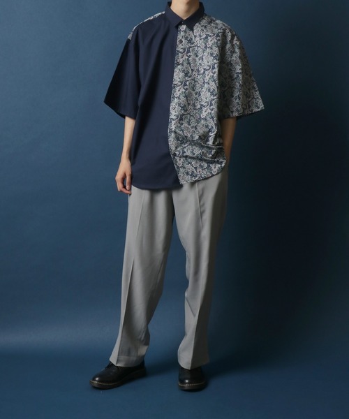 ANPAS(アンパス)の「MADE IN JAPAN Paisley Pattern Switching Design Big Silhouette Shirt/日本製 ペイズリー柄 切り替え ビッグシルエット シャツ(シャツ/ブラウス・メンズ・ブルー系その他/レッド系その他・M/L)」の3枚目の写真