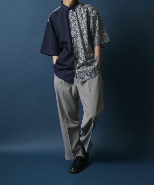 ANPAS(アンパス)の「MADE IN JAPAN Paisley Pattern Switching Design Big Silhouette Shirt/日本製 ペイズリー柄 切り替え ビッグシルエット シャツ(シャツ/ブラウス・メンズ・ブルー系その他/レッド系その他・M/L)」の4枚目の写真