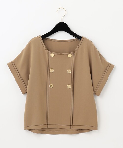 Diagram(ダイアグラム)の「スクエアネックトップ(Tシャツ/カットソー・レディース・ネイビー/キャメル・36)」の3枚目の写真