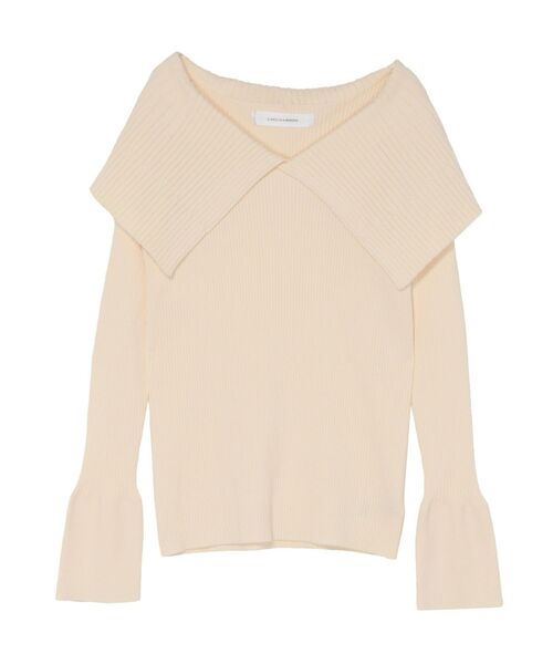 LAGUNAMOON（ラグナムーン）の「ビッグカラーリブニットプルオーバー（ニット/セーター・レディース・アイボリー/ブラック/モカ・FREE）」の8枚目の写真