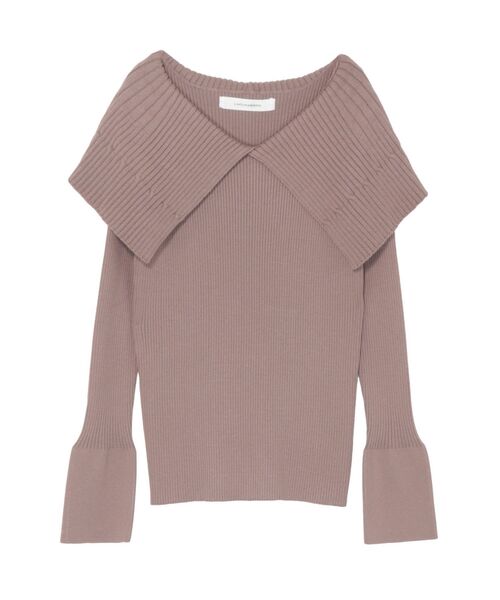 LAGUNAMOON（ラグナムーン）の「ビッグカラーリブニットプルオーバー（ニット/セーター・レディース・アイボリー/ブラック/モカ・FREE）」の9枚目の写真