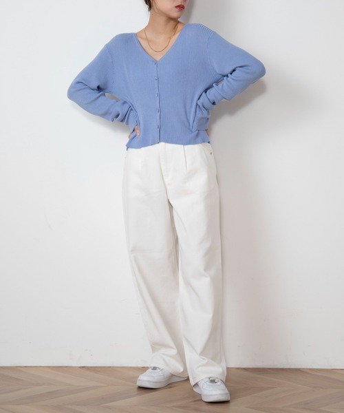 WEGO（ウィゴー）の「WEGO/ウエストタックルーズパンツ（デニムパンツ・レディース・ホワイト/コバルトブルー・SMALL/MEDIUM）」の12枚目の写真