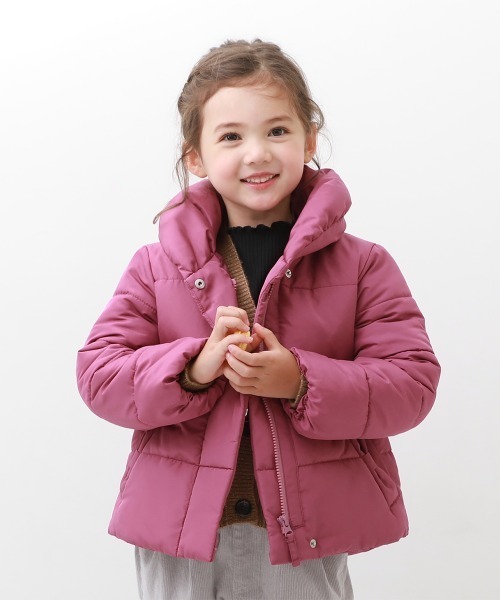devirock（デビロック）の「洗える ガールズ 中綿ジャケット（ダウンジャケット/コート・キッズ・ネイビー/ラベンダー/ピンク系その他/グレイッシュブルー/パープル系その他・110cm/150cm/140cm/120cm/100cm/90cm/130cm/160cm/80ｃｍ）」の4枚目の写真