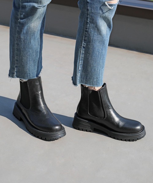 RiiiKa（リーカ）の「【RiiiKa/リーカ】厚底サイドゴアブーツ（ブーツ・レディース・ブラック/カーキ/アイボリー・LL/S/M/L/24.0cm/23.5cm/22.5cm/23.0cm/24.5cm）」の3枚目の写真