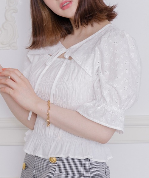 ems excite（エムズエキサイト）の「２wayボレロBL（シャツ/ブラウス・レディース・ホワイト/ブラウン/グリーン・FREE）」の2枚目の写真