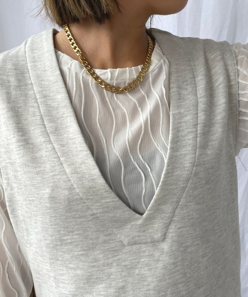 ＪＵＧＬＡＮＳ（ユグランス）の「☆ シーズンレスで使える万能ベスト。裏毛Vネックベスト　T2935（ベスト・レディース・オートミール/チャコール・FREE）」の13枚目の写真