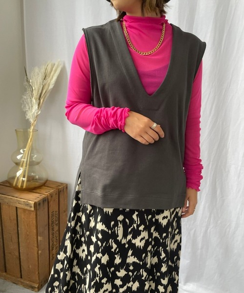 ＪＵＧＬＡＮＳ（ユグランス）の「☆ シーズンレスで使える万能ベスト。裏毛Vネックベスト　T2935（ベスト・レディース・オートミール/チャコール・FREE）」の19枚目の写真