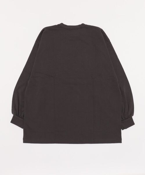 NAVY（ネイビー）の「アップリケカレッジロングスリーブTシャツ（Tシャツ/カットソー・レディース・グリーン/チャコール/ホワイト/オレンジ・フリー）」の5枚目の写真