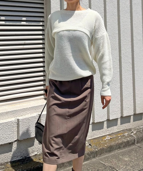 Jewelobe(ジュエローブ)の「ショートボレロ×ルーズタンクニットアップトップス(アンサンブル・レディース・ブラック/オフホワイト・FREE)」の1枚目の写真