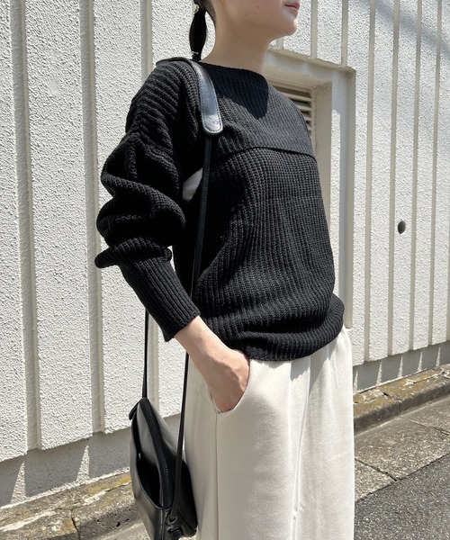Jewelobe(ジュエローブ)の「ショートボレロ×ルーズタンクニットアップトップス(アンサンブル・レディース・ブラック/オフホワイト・FREE)」の9枚目の写真