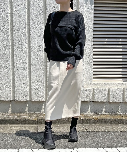 Jewelobe(ジュエローブ)の「ショートボレロ×ルーズタンクニットアップトップス(アンサンブル・レディース・ブラック/オフホワイト・FREE)」の5枚目の写真
