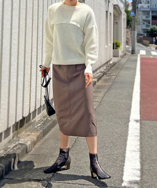 Jewelobe(ジュエローブ)の「ショートボレロ×ルーズタンクニットアップトップス(アンサンブル・レディース・ブラック/オフホワイト・FREE)」の12枚目の写真