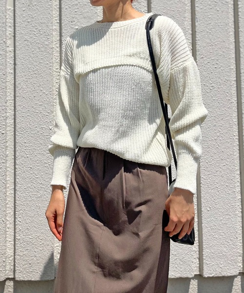 Jewelobe(ジュエローブ)の「ショートボレロ×ルーズタンクニットアップトップス(アンサンブル・レディース・ブラック/オフホワイト・FREE)」の16枚目の写真