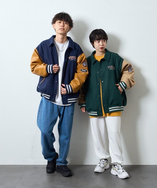 Vision Street Wearヴィジョンストリートウェア コーチジャケット VISION STREET WEAR 袖刺繍 ワイドコーチジャケット CHARCOAL