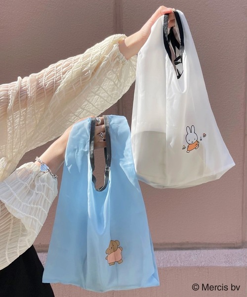 Heather（ヘザー）の「ミッフィー/miffy/フェイスパッカブルエコBAG　156884（エコバッグ/サブバッグ・レディース・オフホワイト/ブルー・ONE SIZE）」の3枚目の写真