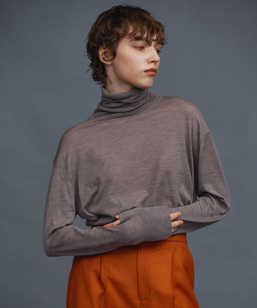 N.O.R.C by the line（ノークバイザライン）の「メリノウールシアータートルニット（ニット/セーター・レディース・ブラック/グレー/オフホワイト/モカ・S/M）」の4枚目の写真