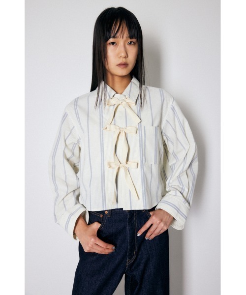 MOUSSY(マウジー)の「TWILL RIBBON LOOSE シャツ(シャツ/ブラウス・レディース・アイボリー/ライトピンク・FREE)」の5枚目の写真