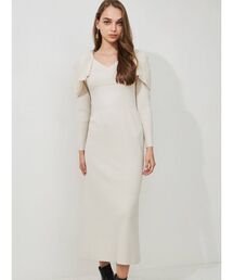 MERCURYDUO | ウエストリブパワショルニットワンピース(ワンピース)