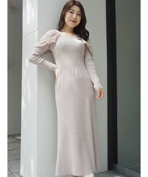 MERCURYDUO（マーキュリーデュオ）の「ウエストリブパワショルニットワンピース（ワンピース・レディース・アイボリー/ブラック/ベージュ/チャコールグレー・SMALL/MEDIUM）」の21枚目の写真