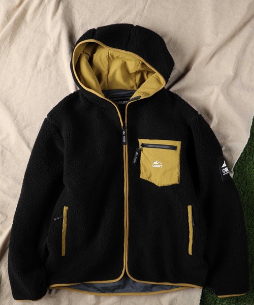 CAMP7（キャンプセブン）の「【CAMP7】ボアフードジャケット（ブルゾン・メンズ・ブラック/オフホワイト・M/L/XL）」の4枚目の写真